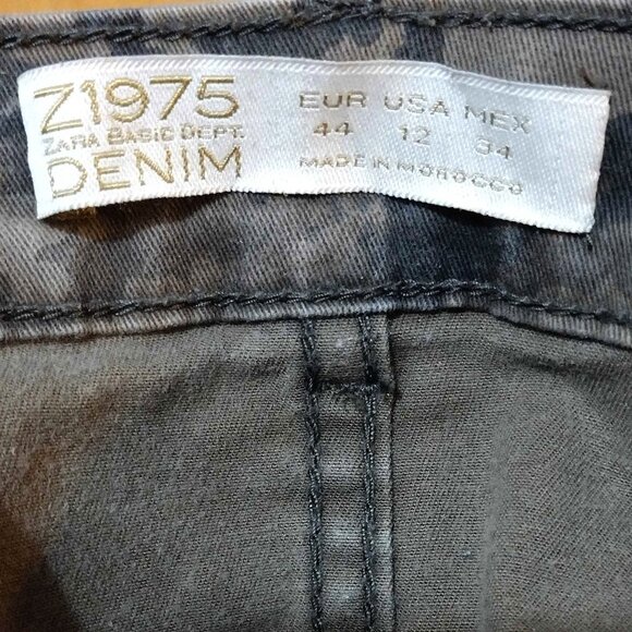 Nearly New Size 12 Z1975-Zara Basic Dept. Premium Camoflauge Denim Jeans - Picture 6 of 7